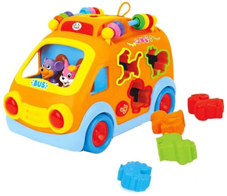 Развивающая игрушка HuiLe Веселый автобус со светом и звуком
