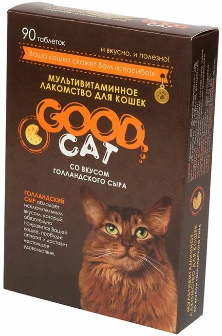 Лакомство GOOD CAT для кошек со вкусом голландского сыра 90 таблеток