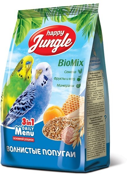 Корм Happy Jungle для волнистых попугаев 500 г